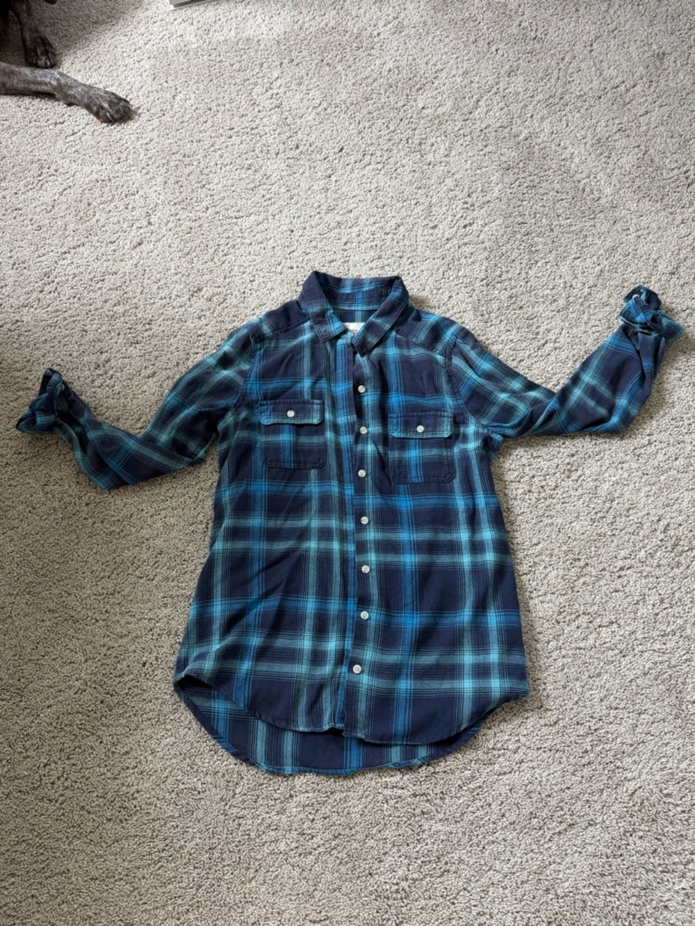Mossimo Supply Co. Navy and Teal Plaid Shirt